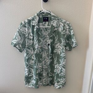 Sage Green Leaf Print Shirt